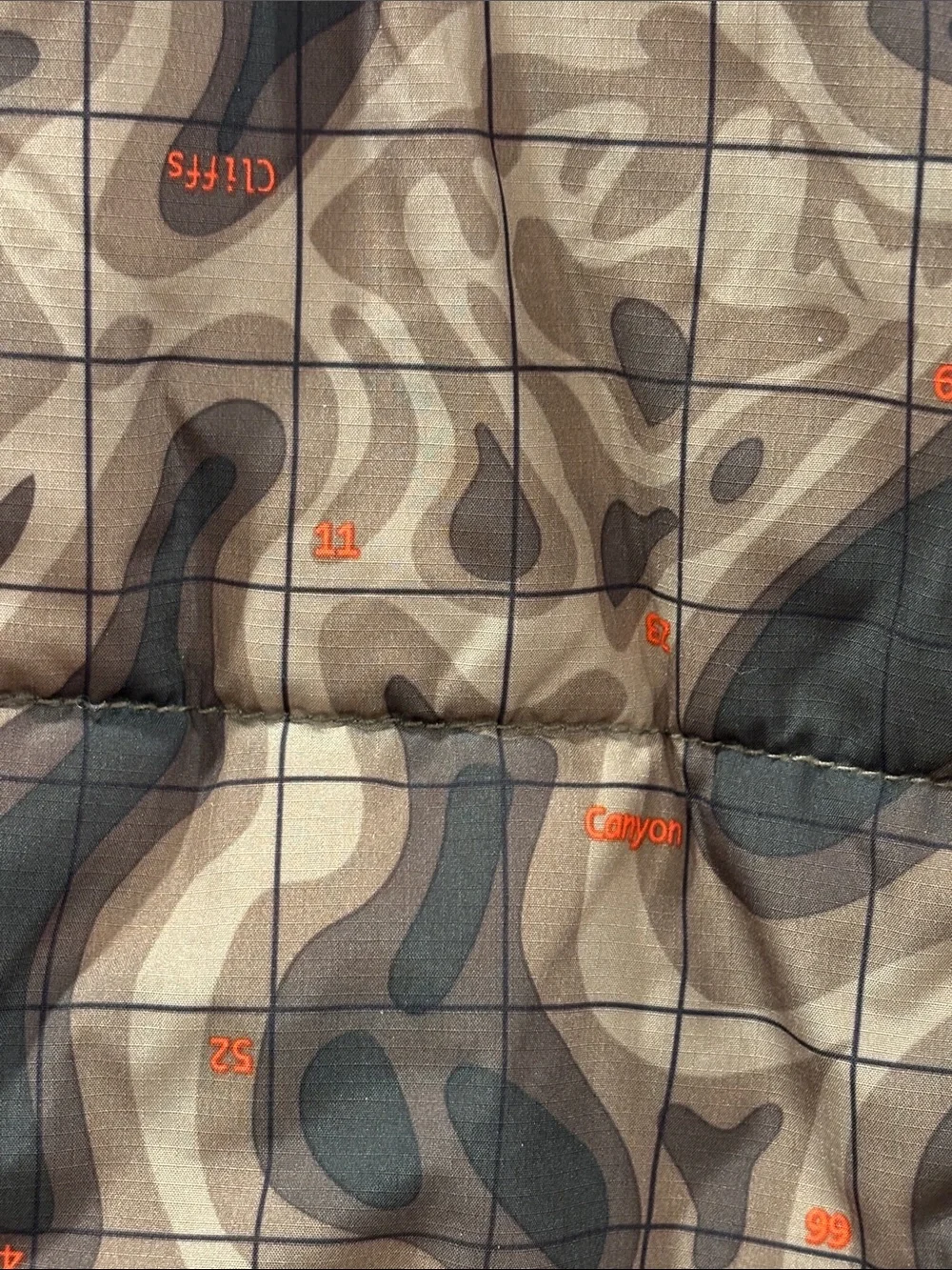 GAP Camouflage Puffer Vest with Bright Orange Trim